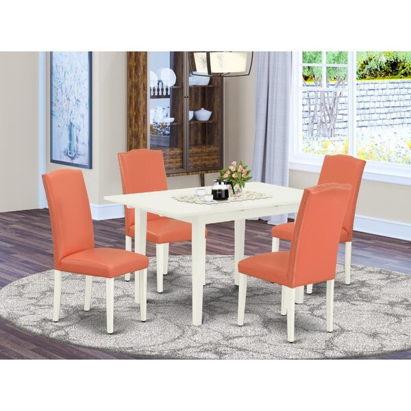 East West Furniture 5 Piece Norfolk Rectangle Dinette Set - Linen White NOEN5-LWH-78 - main
